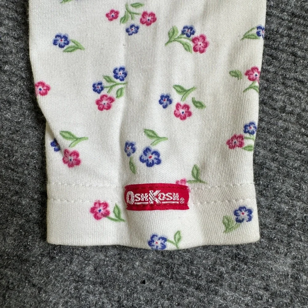 Vintage OshKosh Bgosh Girls White Floral Turtleneck Top 6X Made in USA